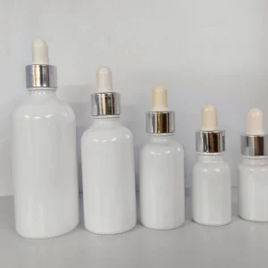 White Glossy Glass Bottle - Image 2