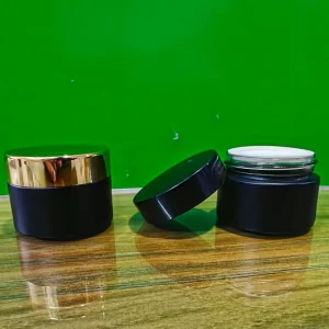 30GM Black Matt Glass Jar with Black Cap - Image 3