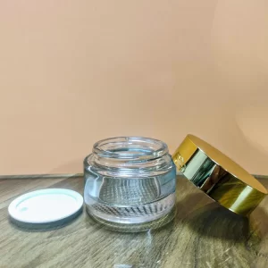 50GM Clear Grid Glass Jar with White Cap - Image 3