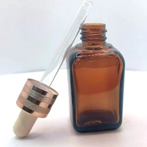 Amber Square Glass Dropper Bottle - Image 5