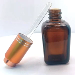 Amber Square Glass Dropper Bottle - Image 3