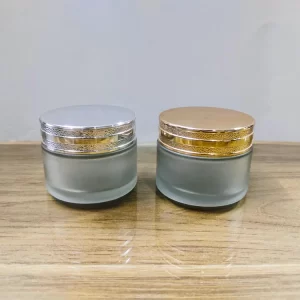 50GM Clear Glass Jar with Gold Cap - Image 3