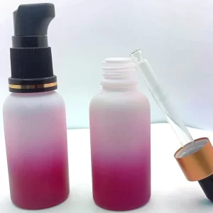 Pink Clear Frosted Glass Dropper Bottle - Image 2