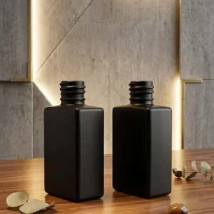 Black Matt Rectangular Glass Bottle - Image 2